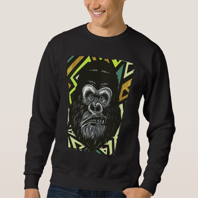 Wütendes Affe Gorilla Gesicht Sweatshirt (Vorderseite)