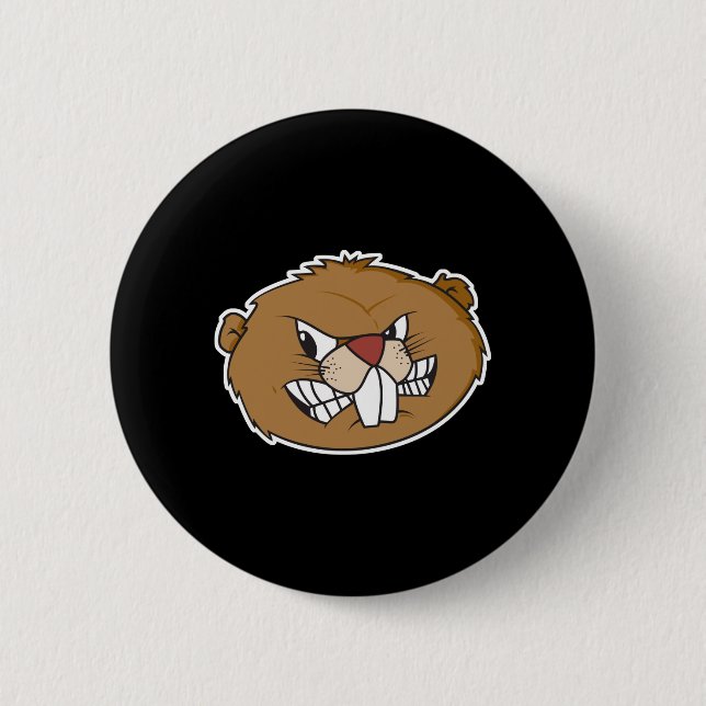 wütendes Biber-Gesicht Button (Vorderseite)