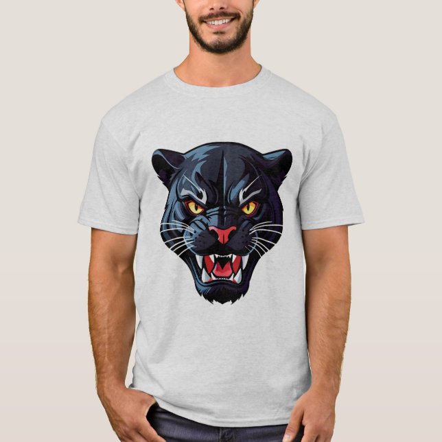 Wütendes Brüllendes Panther-Maskottchen T-Shirt (Vorderseite)