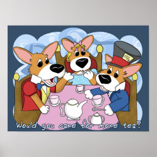 Wütendes Corgi-Tee-Party-Plakat Poster
