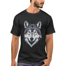Wütendes einsames Wolf-Kopf-Grafik-T-Shirt