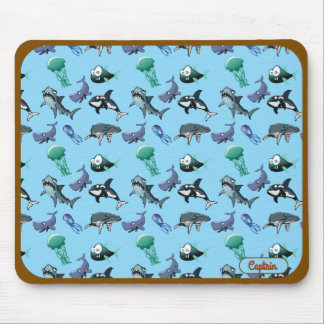 Wütendes Fisch- und Hai-Ozean-Thema-Mauspad | Benu Mousepad