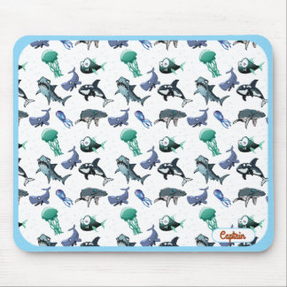 Wütendes Fisch- und Haifisch-Ozean-Themen-Mauspad Mousepad