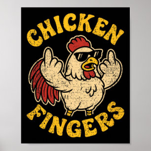 Wütendes Huhn zeigt Mittelfinger Pun Cluc Poster