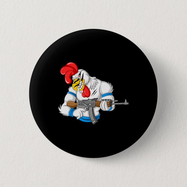Wütendes Hühner-Cartoon-Waffe Hahn Lustige Waffe F Button (Vorderseite)