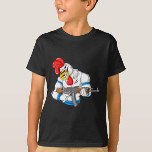 Wütendes Hühner-Cartoon-Waffe Hahn Lustige Waffe F T-Shirt