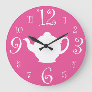 Wütendes Hutmacher-Tee-Party-niedliches rosa und Große Wanduhr