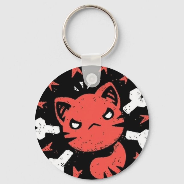 Wütendes Katzen-Emblem Schlüsselanhänger (Vorderseite)