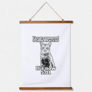Wütendes Katzen-Meme für Katzenbesitzer und Katzen Wandteppich Mit Holzrahmen