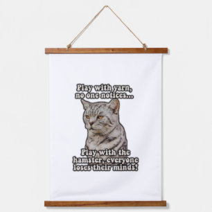 Wütendes Katzen-Meme für Katzenliebhaber und Katze Wandteppich Mit Holzrahmen