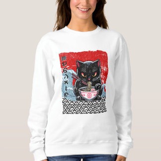 Wütendes Katzen-Ramen-Fest Sweatshirt