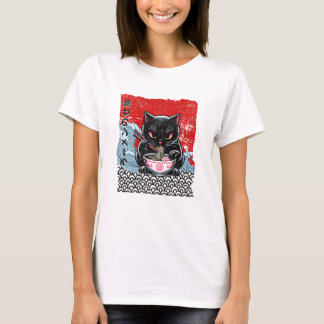 Wütendes Katzen-Ramen-Festmahl T-Shirt