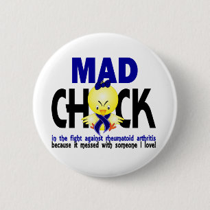 Wütendes Küken in der Kampf-rheumatoiden Arthrit Button