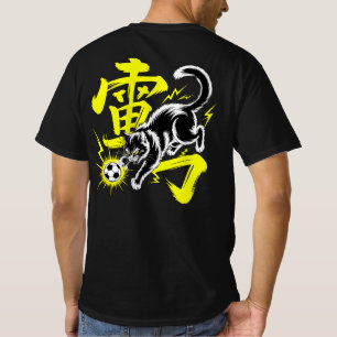 Wütendes Lightning-Fußball-Katze japanisches Anime T-Shirt