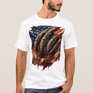 Wütendes Monster zerreißt US-Flagge Kunst T-Shirt