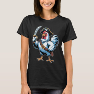 Wütendes Piratenhuhn mit Schwert und Kapitänhut T-Shirt