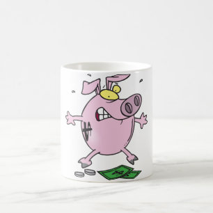 Wütendes rosa Sparschwein Lustiges gestresstes Sch Kaffeetasse