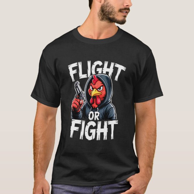 Wütendes Schlägertier Huhn Flucht oder Kampfreakti T-Shirt (Vorderseite)