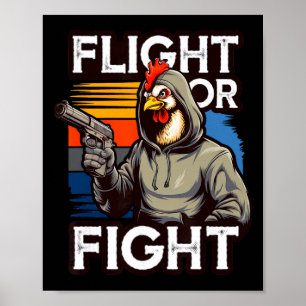 Wütendes Schlägertier Hühnerflug oder Kampfreaktio Poster