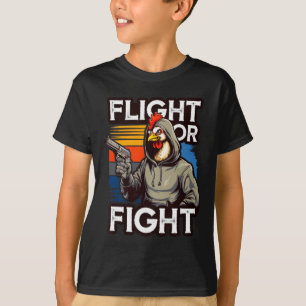 Wütendes Schlägervisiertes Huhn Flucht oder Kampfr T-Shirt