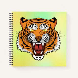 Wütendes Tigerkopf-Illustration-24327 Kapuzenpullo Notizbuch