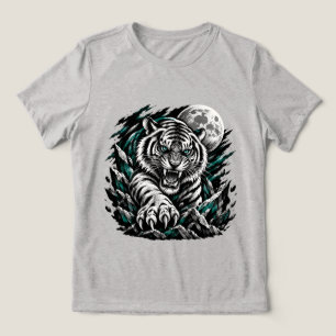 Wütendes Weißer-Tiger-Straßenkleid-Shirt, Brüllend Tri-Blend Shirt
