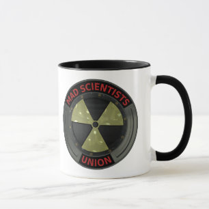 Wütendes Wissenschaftler-Gewerkschafts-Logo mit Tasse