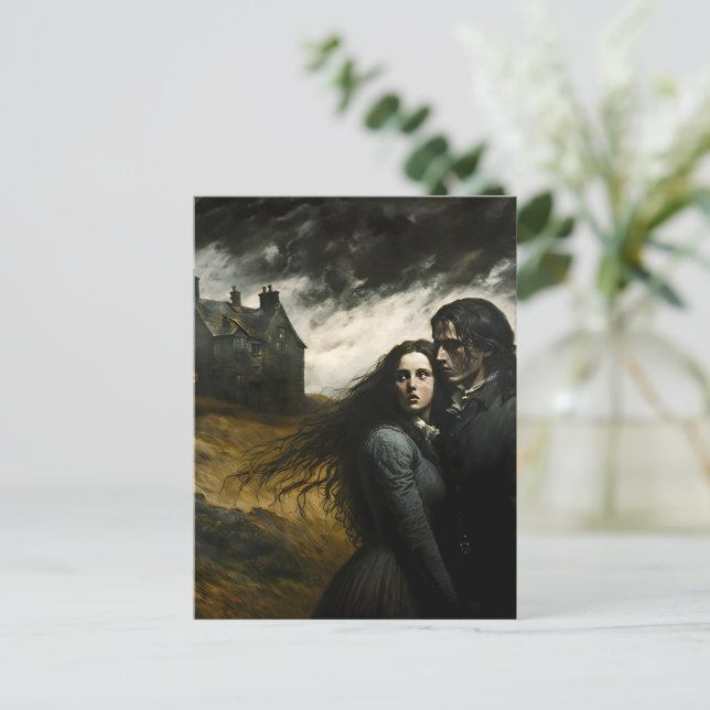 Wuthering Heights, Emily Bronte Gothic Literatur Postkarte (Stehend Vorderseite)