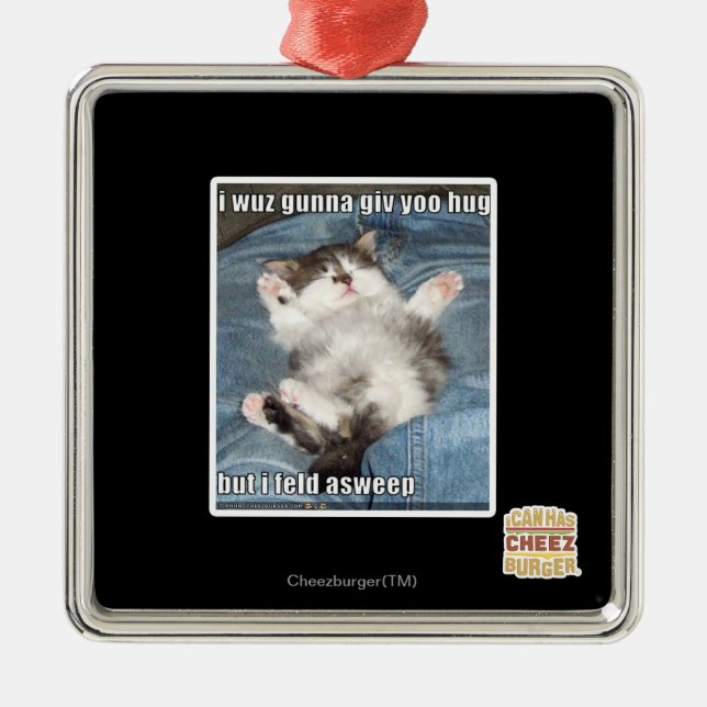 Wuz I gunna giv yoo Umarmung Silbernes Ornament (Vorne)