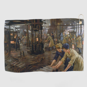 WW1 1918 Frauen bei der Arbeit in einer Munitionsf Golfhandtuch