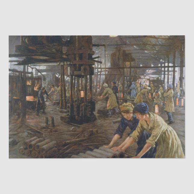 WW1 1918 Frauen bei der Arbeit in einer Munitionsf Seidenpapier (Vorderseite)