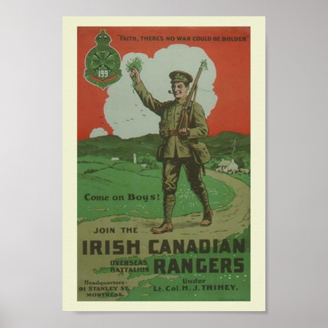 WW1 Irish Canadian Rangers Poster (Vorne)