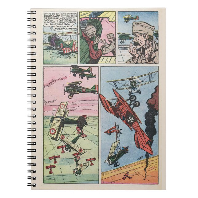 WW1 Kämpfen Flugzeug Dogfight Vintages Comic Buchs Notizblock (Vorderseite)