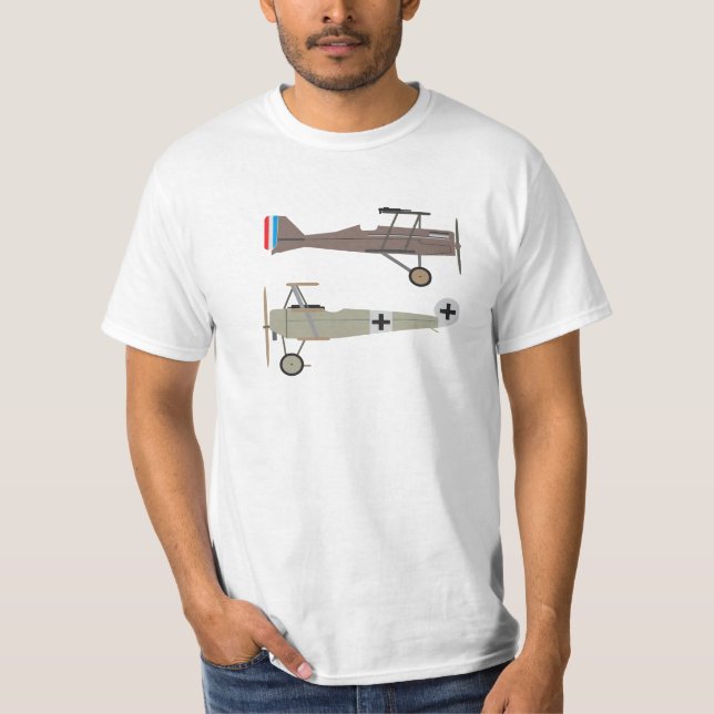 WW1 Kampfflugzeuge - SE5 und Fokker Dr. 1 T-Shirt (Vorderseite)