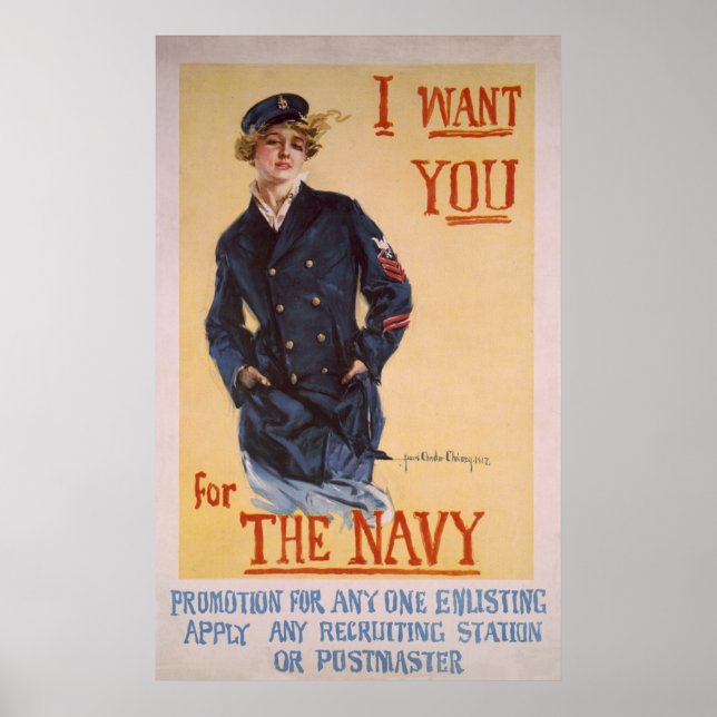 WW1 Navy - Navy Rekrutierung Poster oder Print (Vorne)