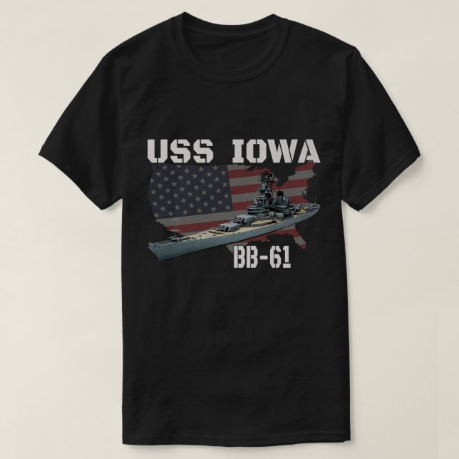 WW2 American Battleship USS Iowa Warschiff BB-61 V T-Shirt (Design vorne)
