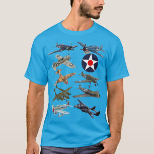 WW2 American Fighters F4U Corsair P-51 Mustang P-4 T-Shirt