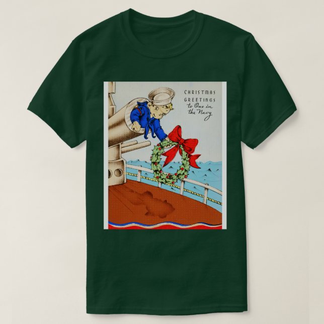WW2 American Navy Funny Sailor Boy Weihnachtsschif T-Shirt (Design vorne)