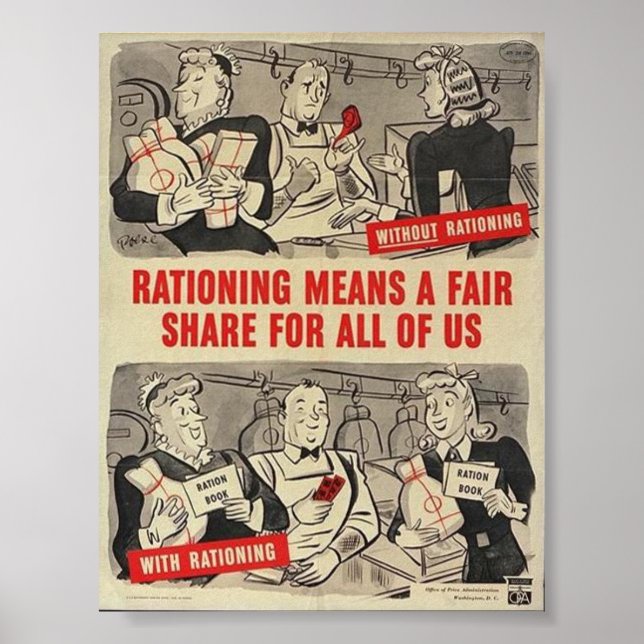 WW2 American Poster - "Rationing.." (Vorne)