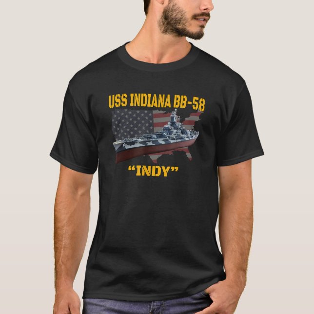 WW2 American Warship USS Indiana BB 58 Battleship T-Shirt (Vorderseite)