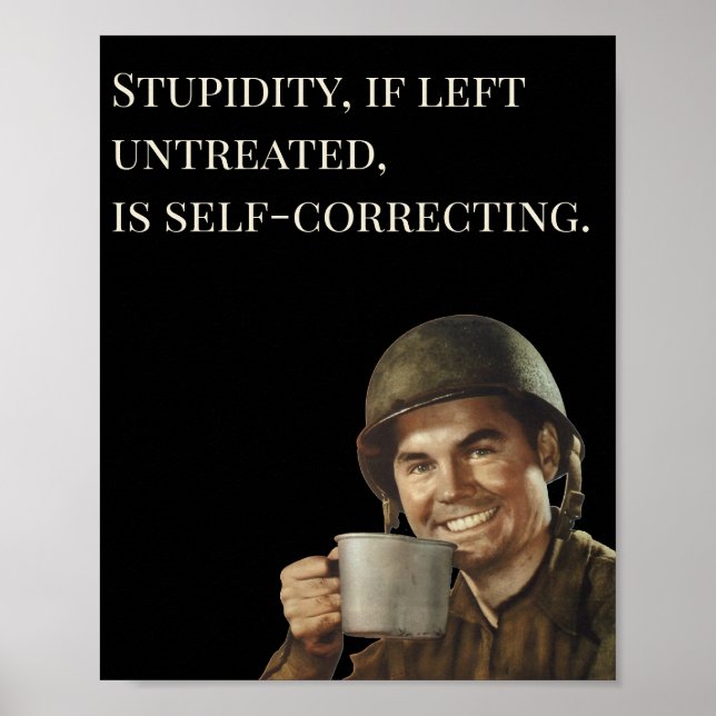 WW2 Army Typ Fab Funny Stupidity Poster (Vorne)