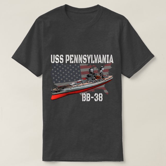 WW2 Battleship USS Pennsylvania BB38 Warship Veter T-Shirt (Design vorne)