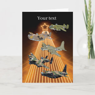 ww2-Bomber-Flugzeug Weihnachtskartenvorlage Feiertagskarte