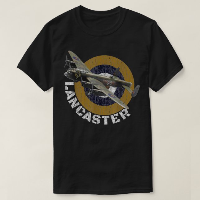 WW2 British Warplanes Lancaster Heavy Bomber Flugz T-Shirt (Design vorne)