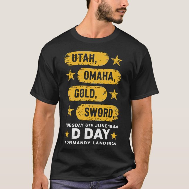 Ww2 D Day Beaches Weltkrieg 2 Army Hero Normandie  T-Shirt (Vorderseite)