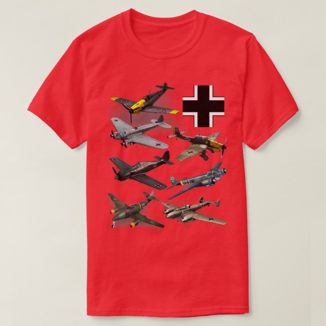 WW2 German Fighter Flugzeug JU87 Stuka Bf 109 ME 2 T-Shirt (Design vorne)
