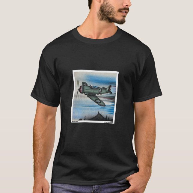 WW2 Kämpfer Flugzeug Airbrush-Malerei Military Vet T-Shirt (Vorderseite)