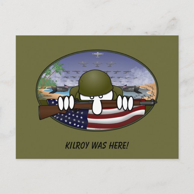 WW2 Kilroy Postcard Postkarte (Vorderseite)