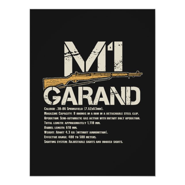 WW2 M1 Garand Weapon Specs Poster (Vorderseite)