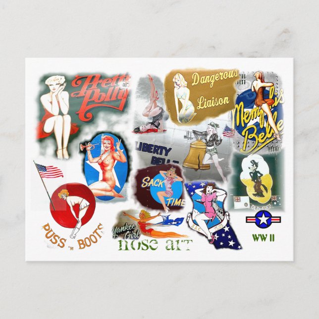 WW2 Nose Art Postkarte (Vorderseite)